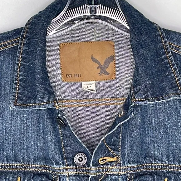 AEO Medium Dark Denim Jean Jacket - Picture 4 of 5